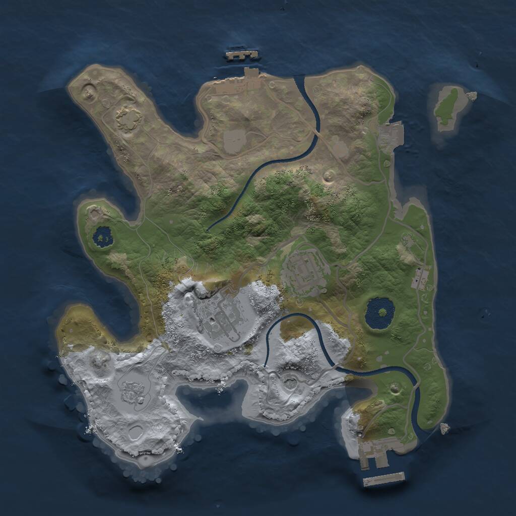 Rust Map: Procedural Map, Size: 2500, Seed: 130021179, 8 Monuments