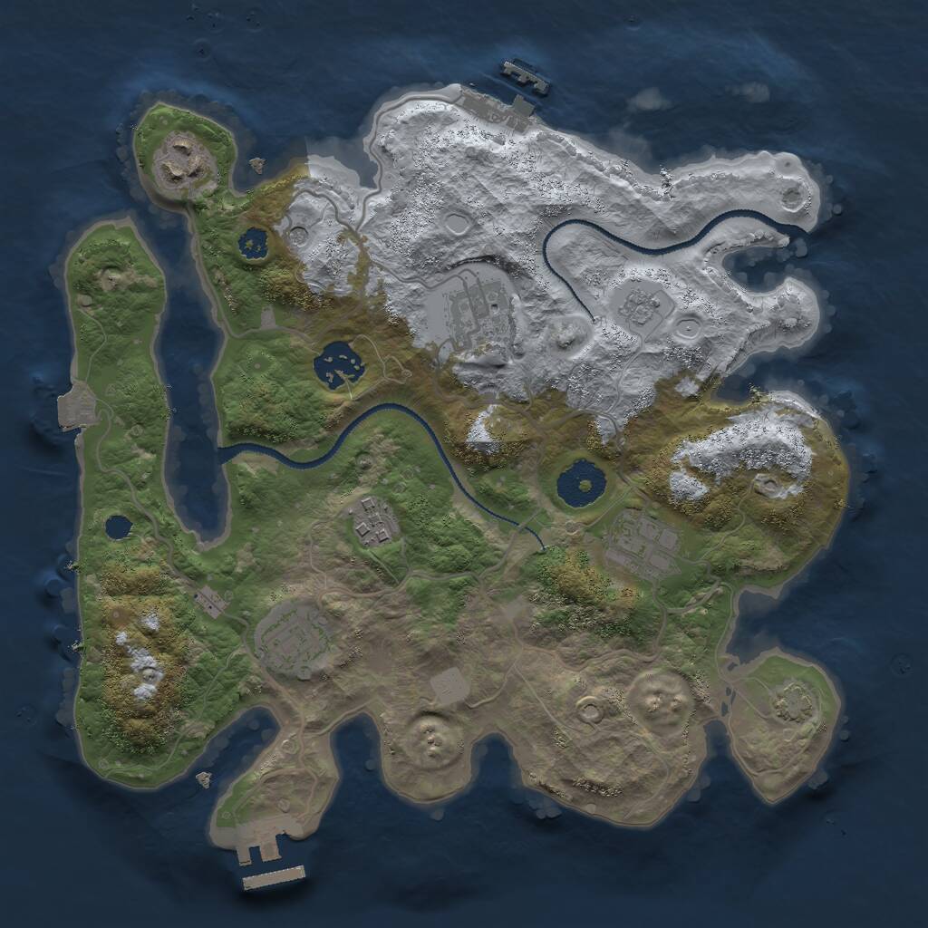 Rust Map: Procedural Map, Size: 3000, Seed: 29615, 12 Monuments