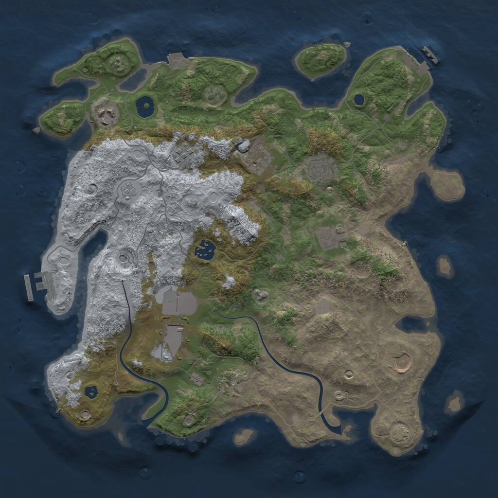 Rust Map: Procedural Map, Size: 3750, Seed: 1834826943, 15 Monuments