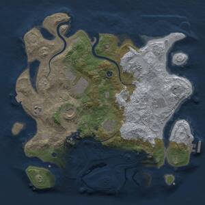 Thumbnail Rust Map: Procedural Map, Size: 3500, Seed: 44853241, 12 Monuments