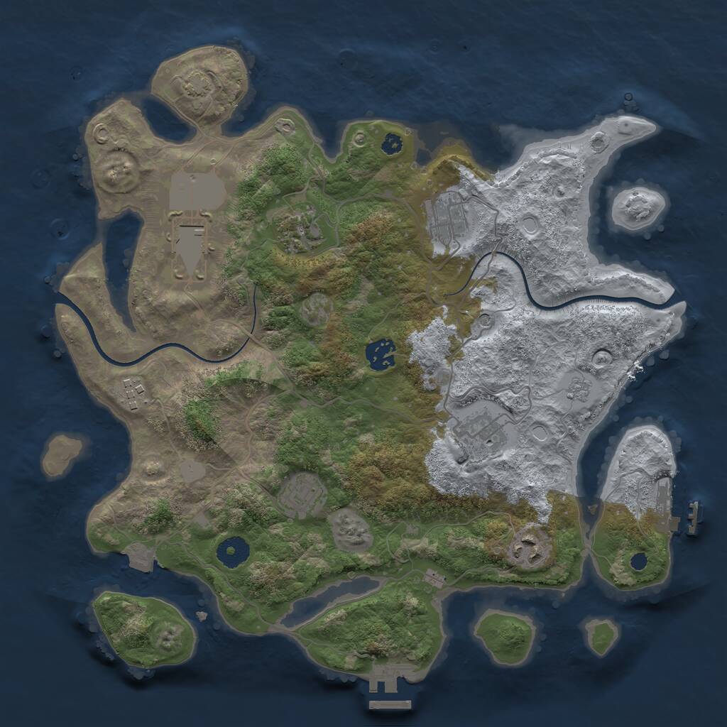 Rust Map: Procedural Map, Size: 3500, Seed: 44853241, 14 Monuments