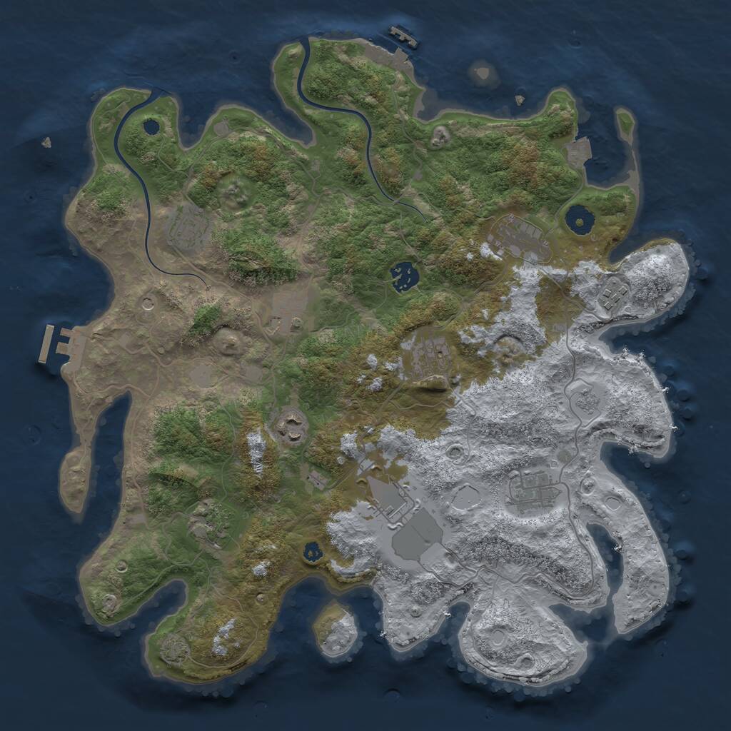 Rust Map: Procedural Map, Size: 3800, Seed: 247562839, 16 Monuments