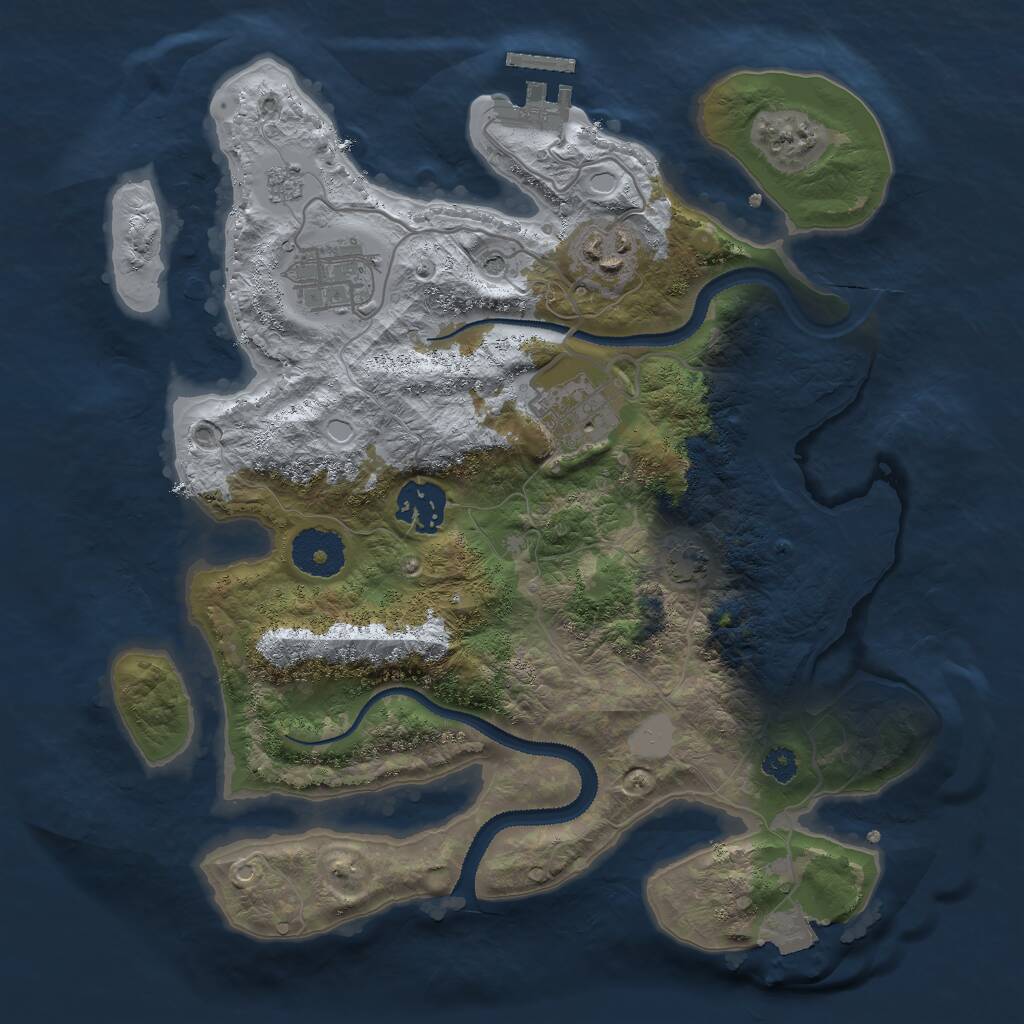 Rust Map: Procedural Map, Size: 3000, Seed: 1844827130, 9 Monuments