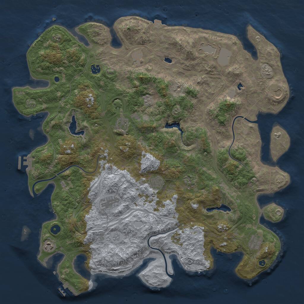 Rust Map: Procedural Map, Size: 4800, Seed: 1076604492, 17 Monuments