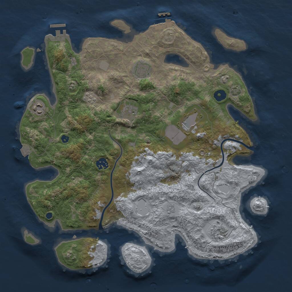 Rust Map: Procedural Map, Size: 3750, Seed: 1370509362, 13 Monuments