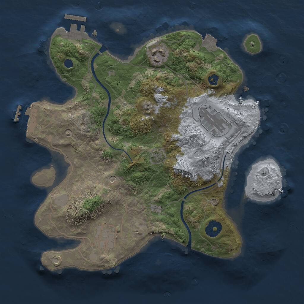 Rust Map: Procedural Map, Size: 2800, Seed: 2323, 8 Monuments