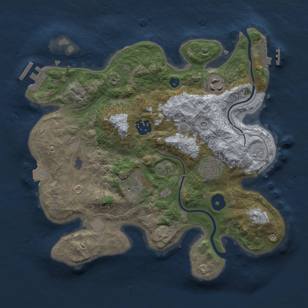 Rust Map: Procedural Map, Size: 3000, Seed: 27270, 10 Monuments