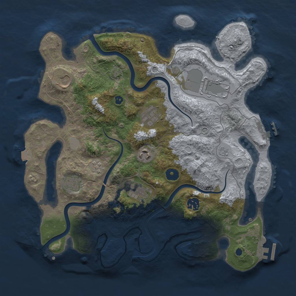 Rust Map: Procedural Map, Size: 3500, Seed: 898688985, 14 Monuments