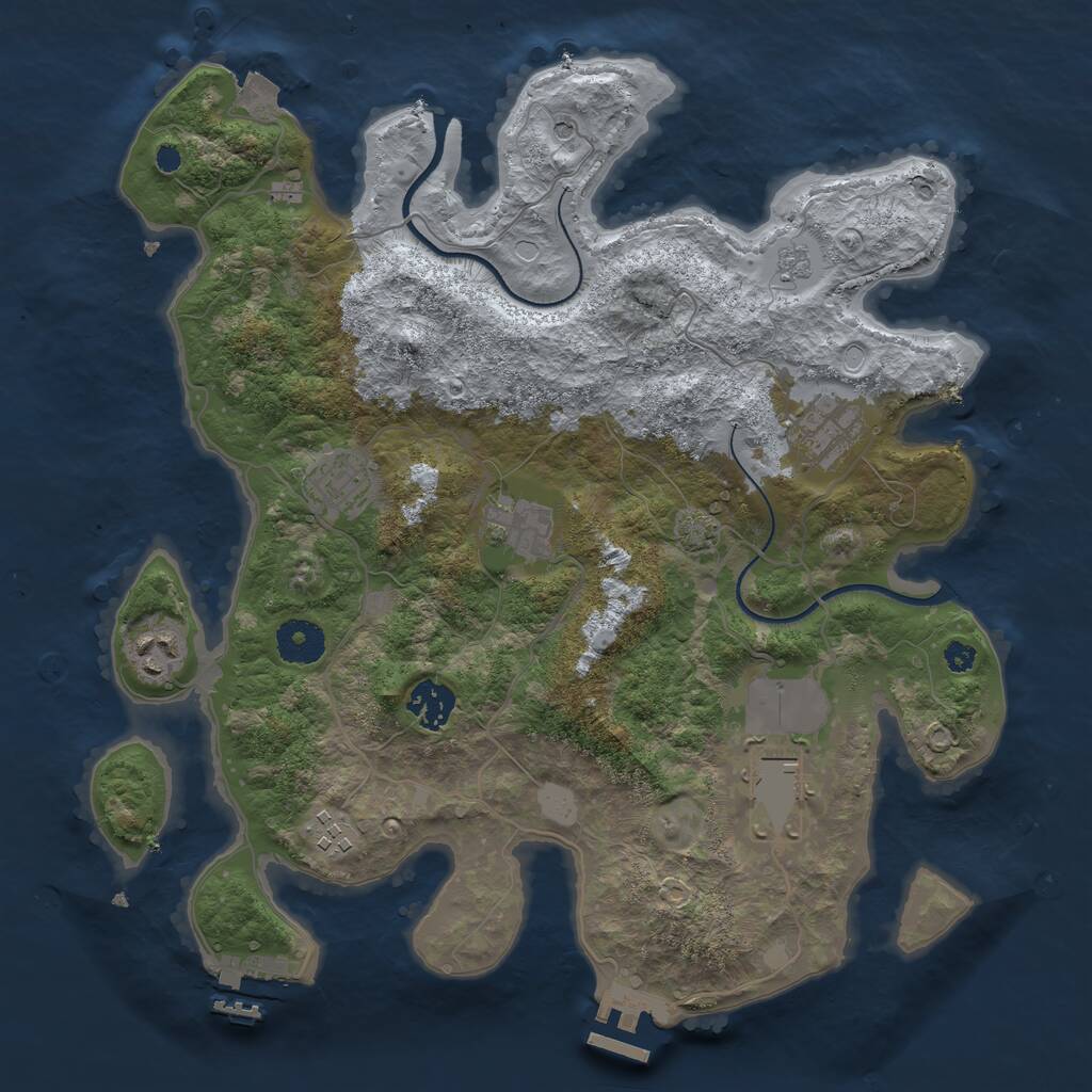 Rust Map: Procedural Map, Size: 3500, Seed: 9982849, 13 Monuments
