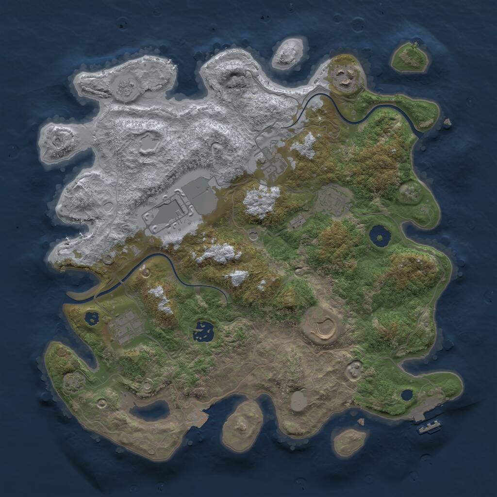 Rust Map: Procedural Map, Size: 3500, Seed: 776723, 12 Monuments