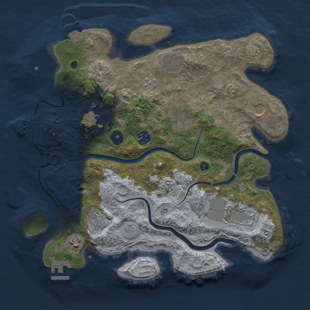 Rust Map: Procedural Map, Size: 3500, Seed: 2037945564, 15 Monuments