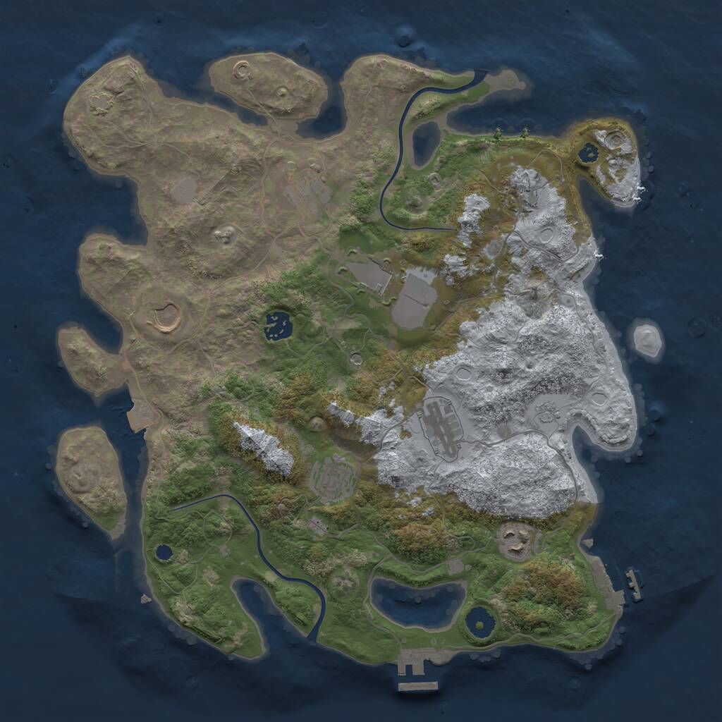 Rust Map: Procedural Map, Size: 3700, Seed: 1657167073, 14 Monuments