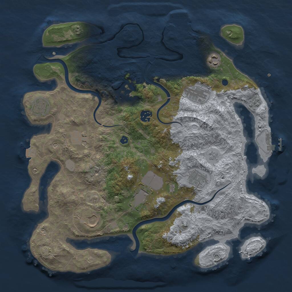 Rust Map: Procedural Map, Size: 3700, Seed: 2009129393, 16 Monuments