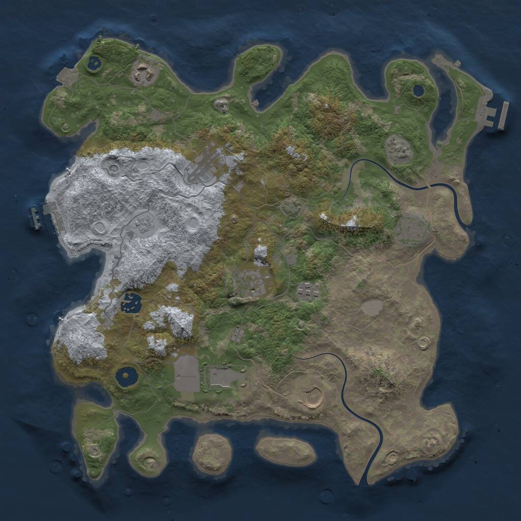 Rust Map: Procedural Map, Size: 3700, Seed: 3486489, 14 Monuments