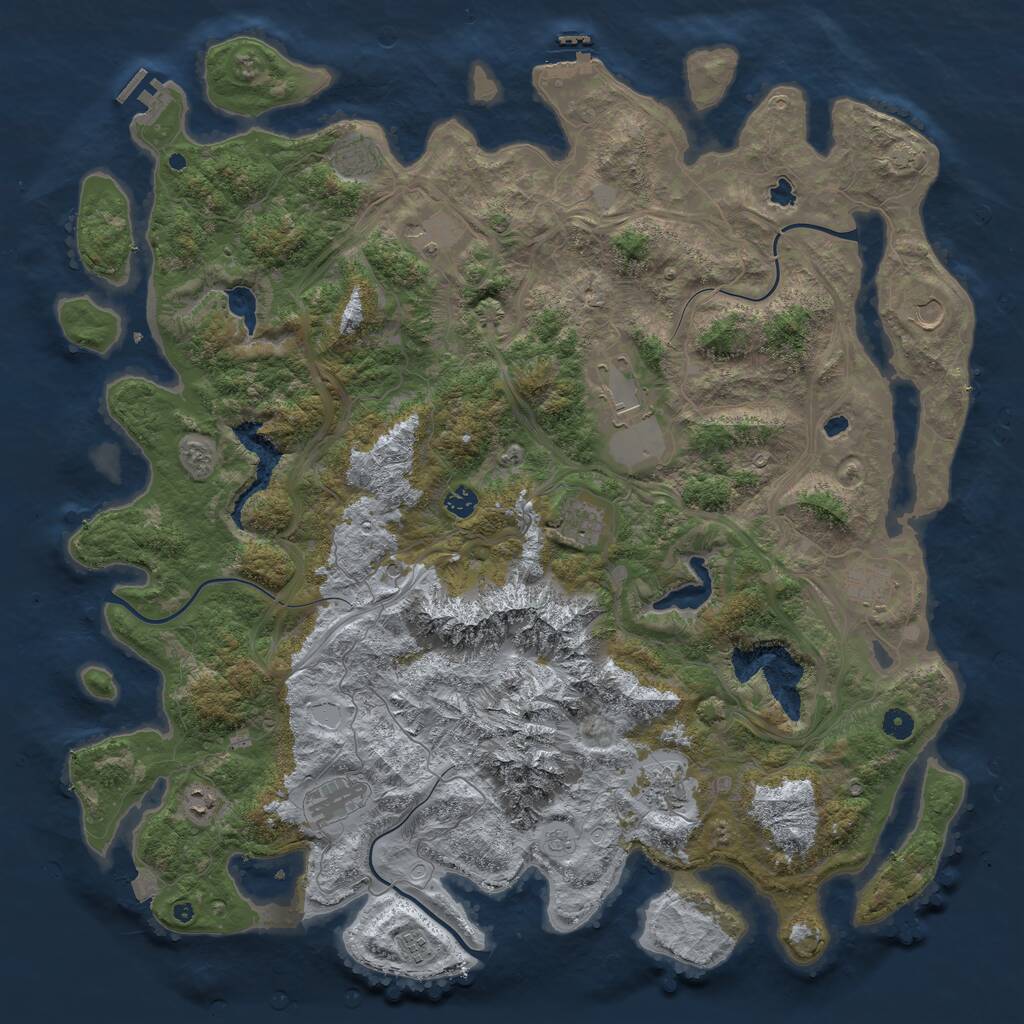 Rust Map: Procedural Map, Size: 5000, Seed: 873642069, 17 Monuments