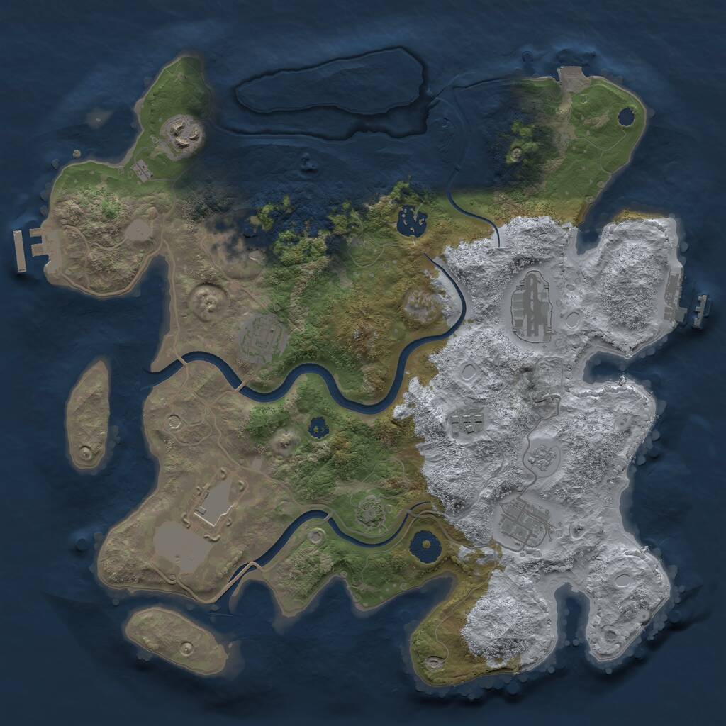 Rust Map: Procedural Map, Size: 3500, Seed: 1625244188, 14 Monuments