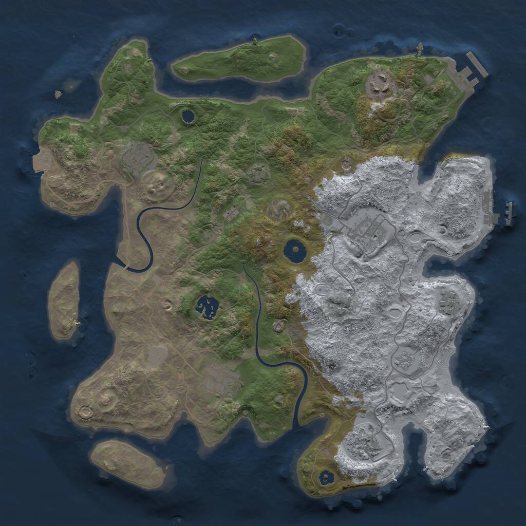 Rust Map: Procedural Map, Size: 3500, Seed: 1625244188, 13 Monuments