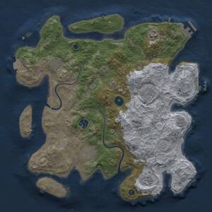 Thumbnail Rust Map: Procedural Map, Size: 3500, Seed: 1625244188, 13 Monuments