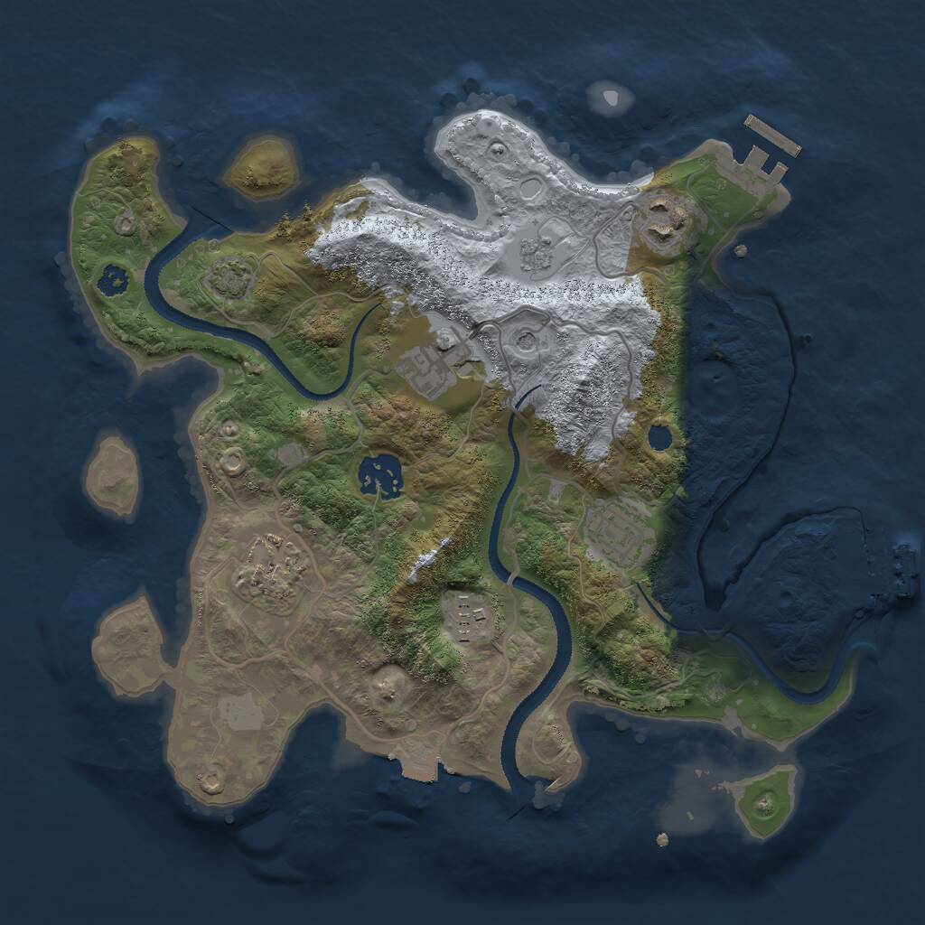 Rust Map: Procedural Map, Size: 3000, Seed: 1150560777, 12 Monuments