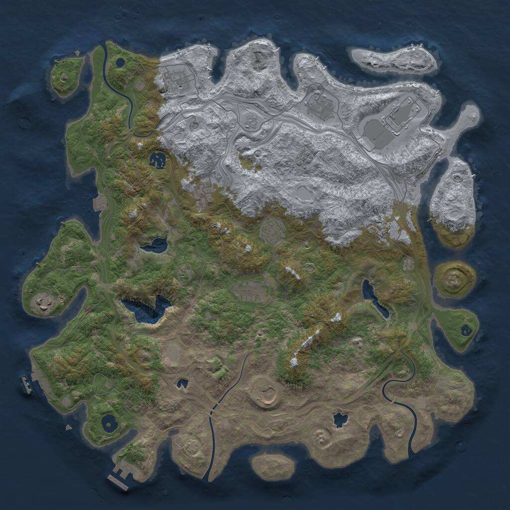 Rust Map: Procedural Map, Size: 4500, Seed: 1614974839, 17 Monuments