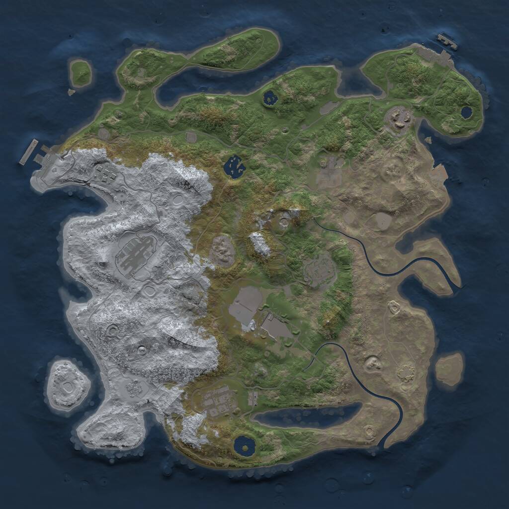 Rust Map: Procedural Map, Size: 3600, Seed: 360212430, 14 Monuments