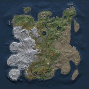 Thumbnail Rust Map: Procedural Map, Size: 3200, Seed: 45567873, 11 Monuments