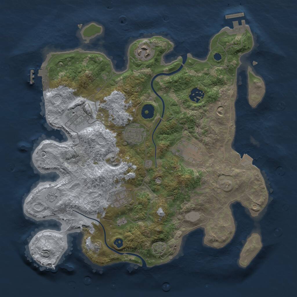 Rust Map: Procedural Map, Size: 3200, Seed: 45567873, 11 Monuments