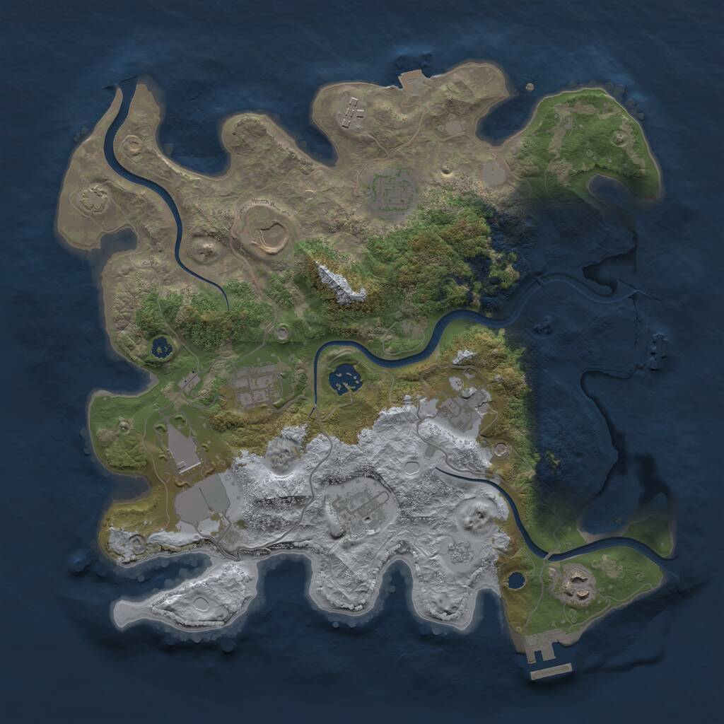 Rust Map: Procedural Map, Size: 3500, Seed: 45564, 15 Monuments