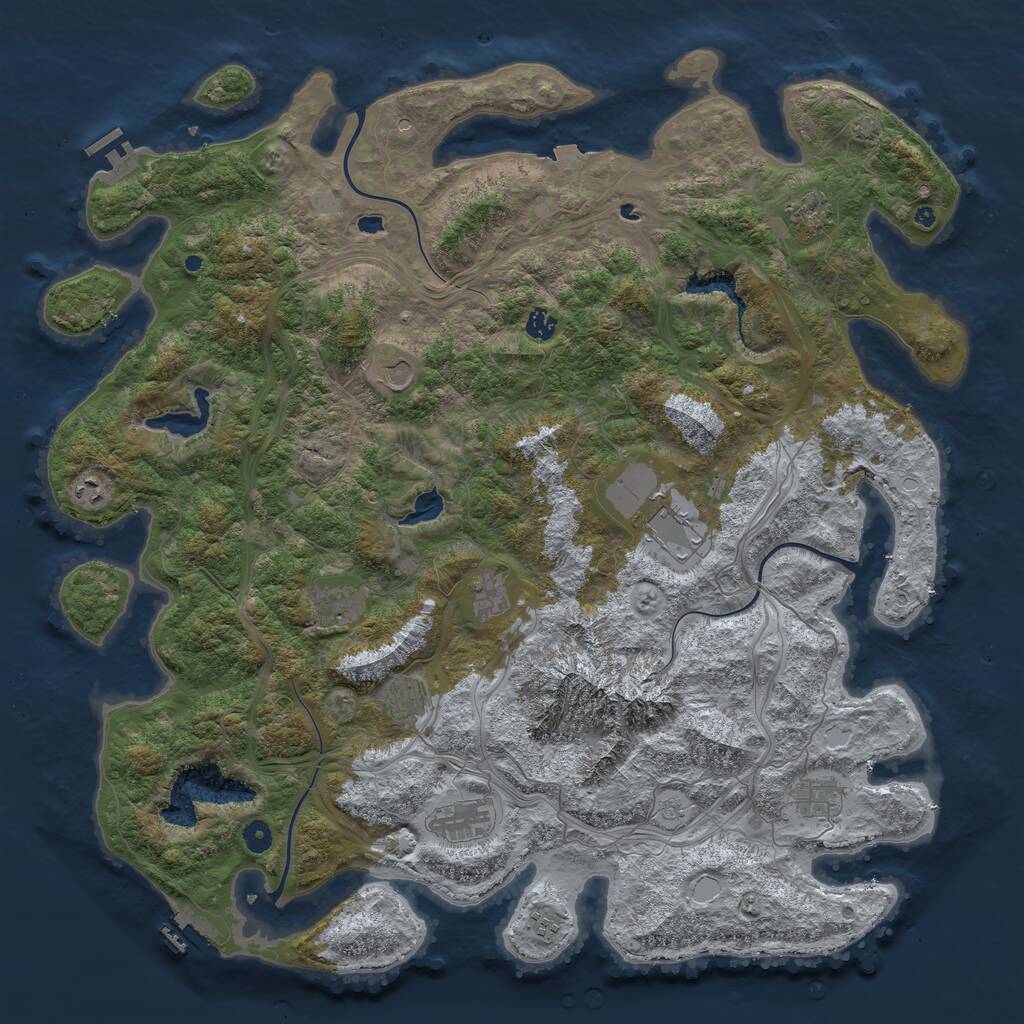 Rust Map: Procedural Map, Size: 5000, Seed: 20297825, 17 Monuments