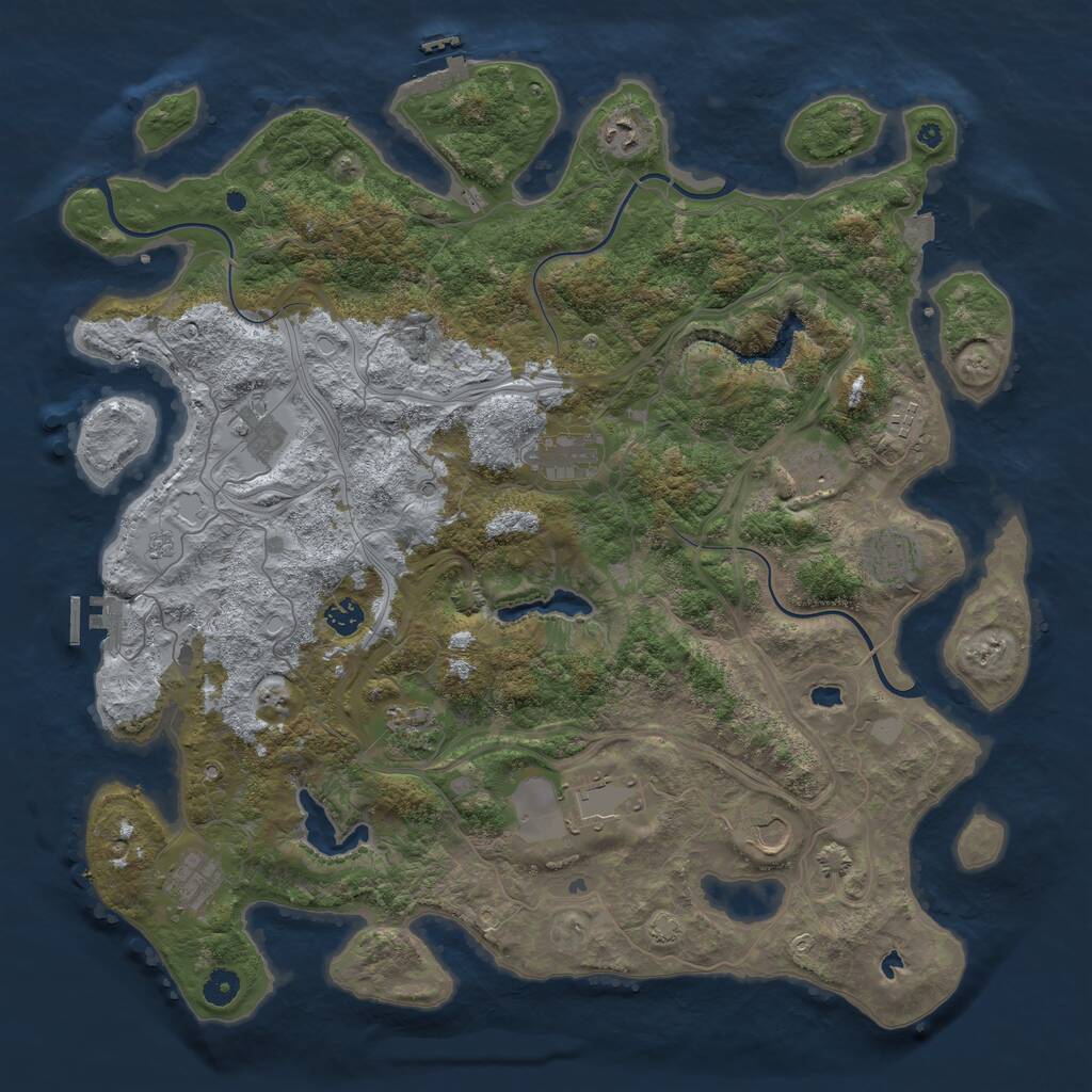 Rust Map: Procedural Map, Size: 4500, Seed: 412408964, 17 Monuments