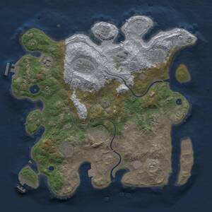 Thumbnail Rust Map: Procedural Map, Size: 3444, Seed: 1, 13 Monuments