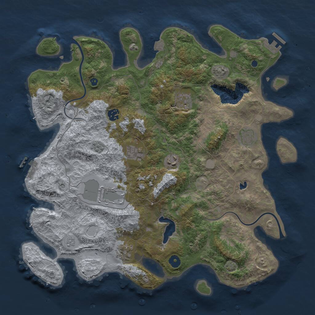 Rust Map: Procedural Map, Size: 4000, Seed: 7950193, 14 Monuments