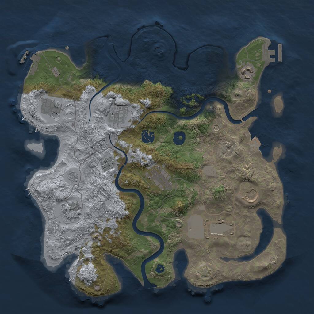 Rust Map: Procedural Map, Size: 3500, Seed: 428700211, 15 Monuments