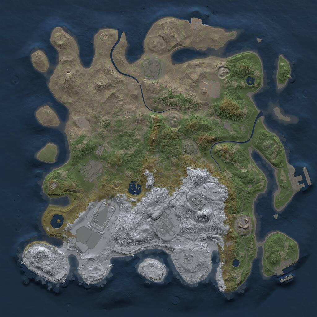 Rust Map: Procedural Map, Size: 3500, Seed: 1775045298, 14 Monuments
