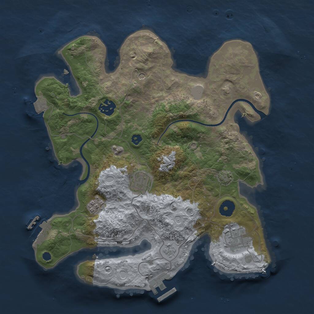 Rust Map: Procedural Map, Size: 3000, Seed: 878219, 10 Monuments