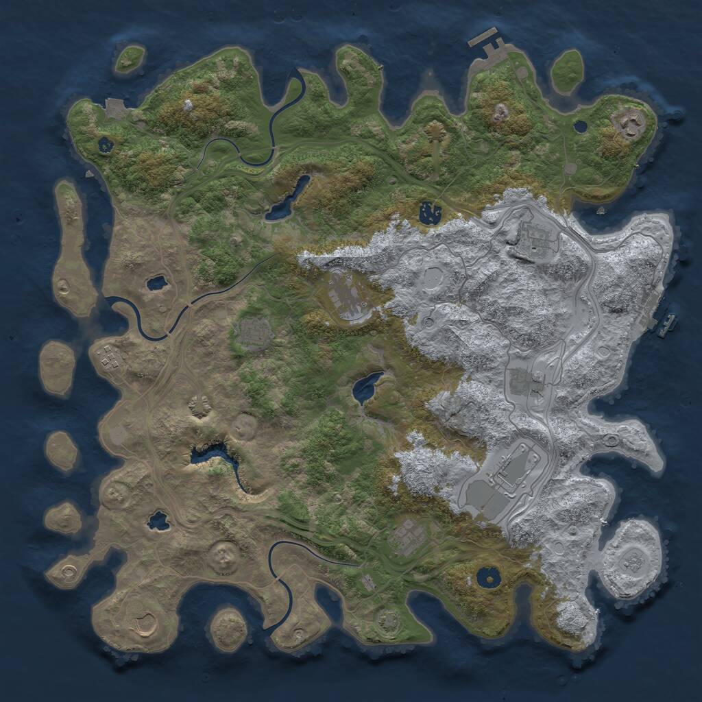 Rust Map: Procedural Map, Size: 4500, Seed: 1838780951, 16 Monuments