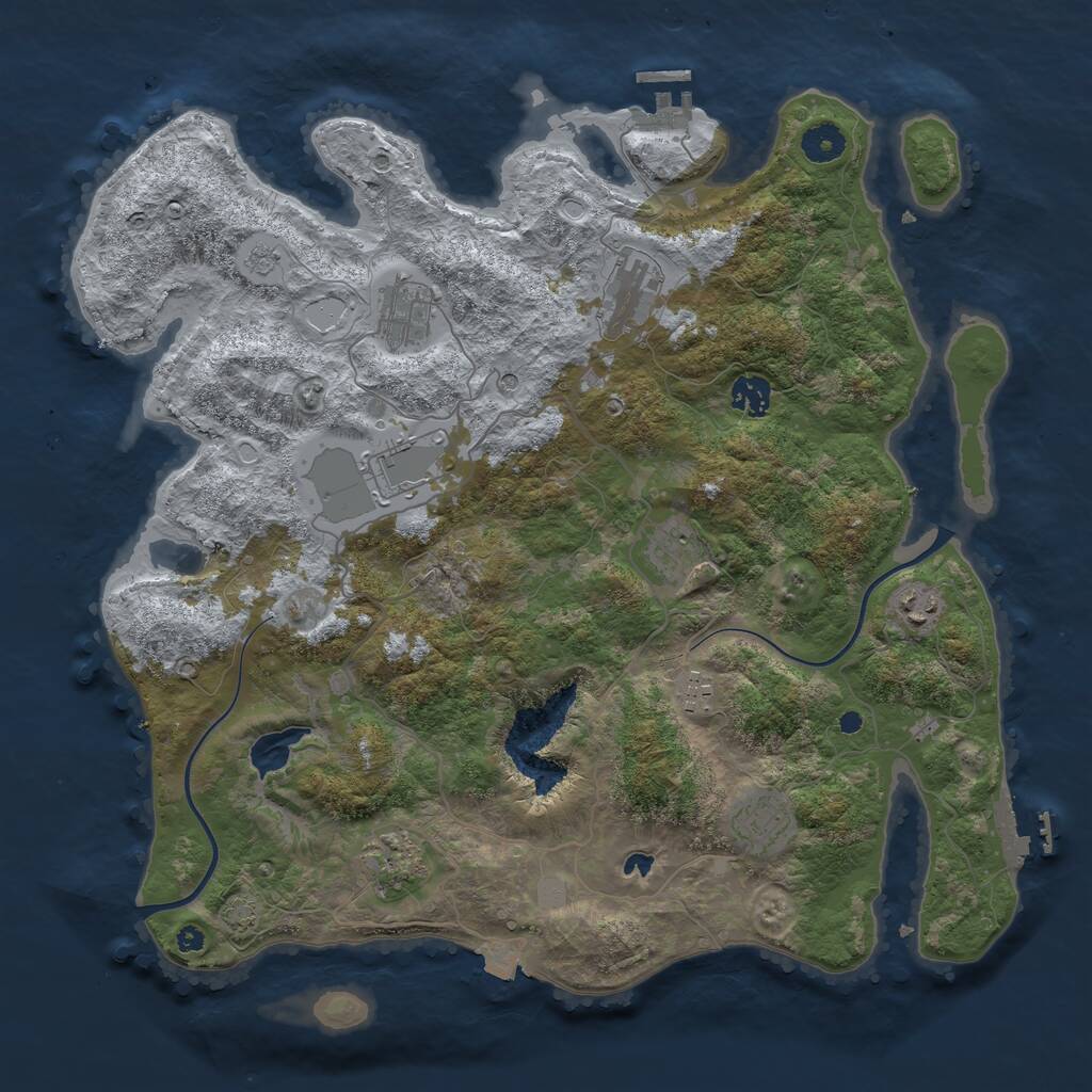 Rust Map: Procedural Map, Size: 4000, Seed: 344083671, 15 Monuments