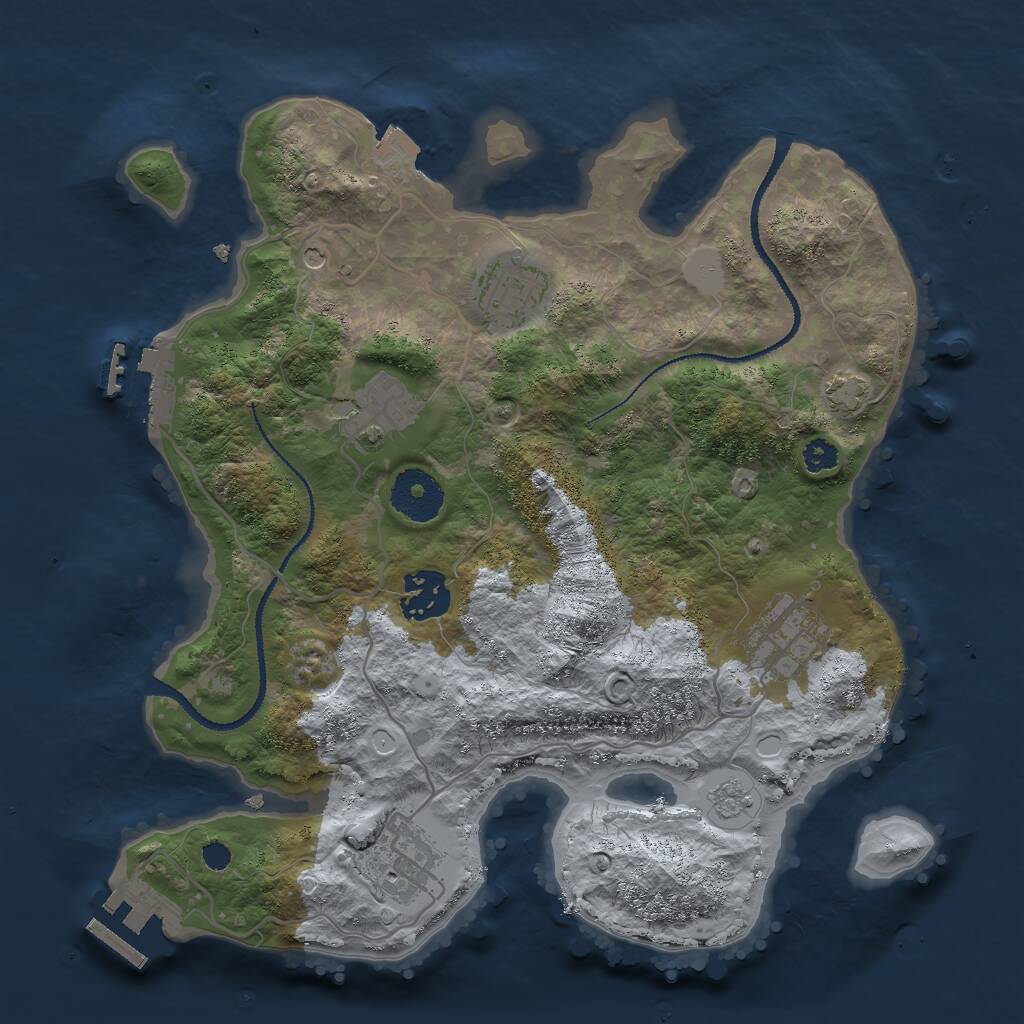 Rust Map: Procedural Map, Size: 3000, Seed: 897145801, 11 Monuments