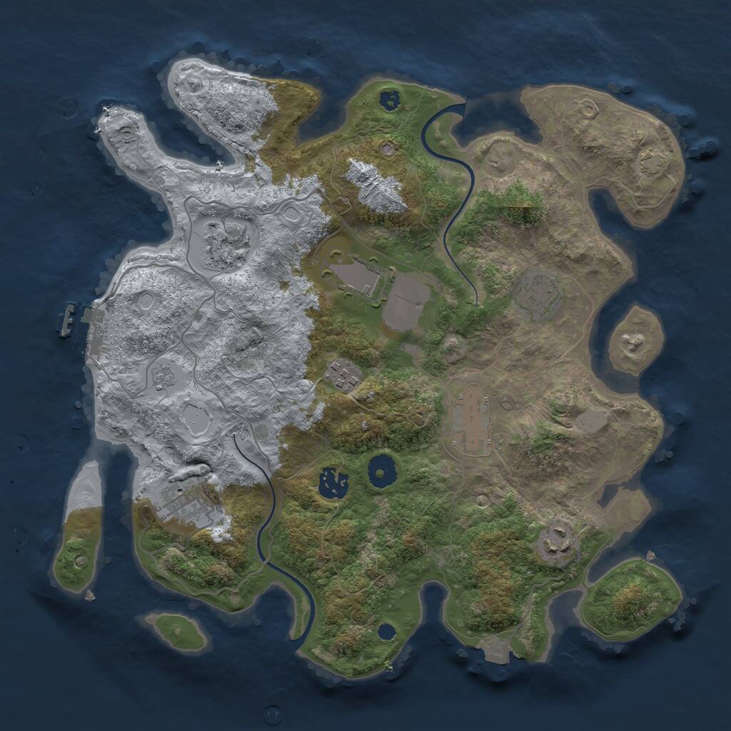 Rust Map: Procedural Map, Size: 3500, Seed: 296049171, 12 Monuments
