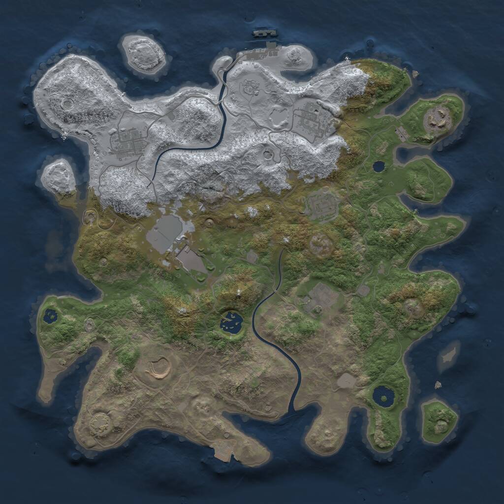 Rust Map: Procedural Map, Size: 3500, Seed: 1234138461, 13 Monuments