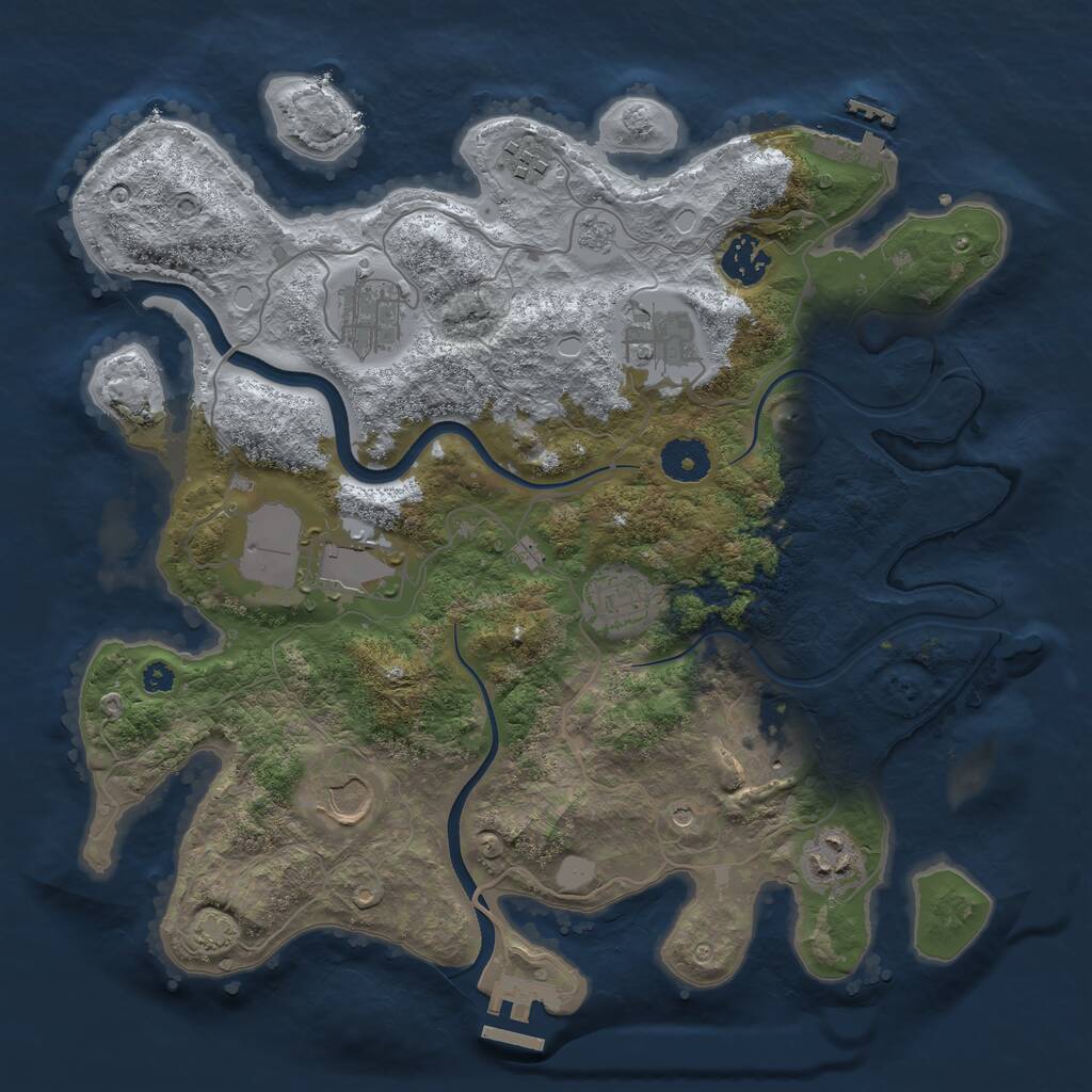Rust Map: Procedural Map, Size: 3500, Seed: 1234138461, 15 Monuments