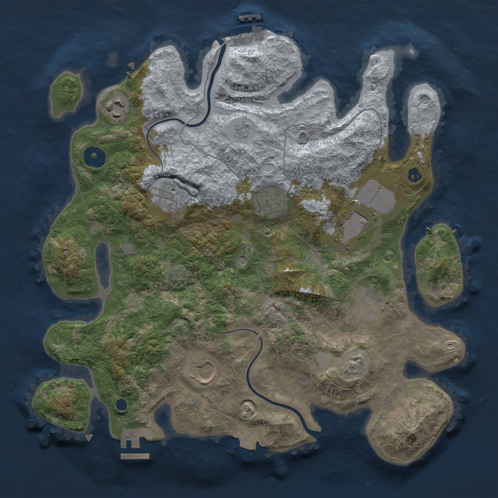 Rust Map: Procedural Map, Size: 3500, Seed: 2052197687, 12 Monuments