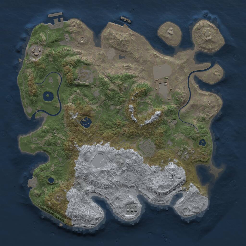 Rust Map: Procedural Map, Size: 3500, Seed: 1536849271, 13 Monuments