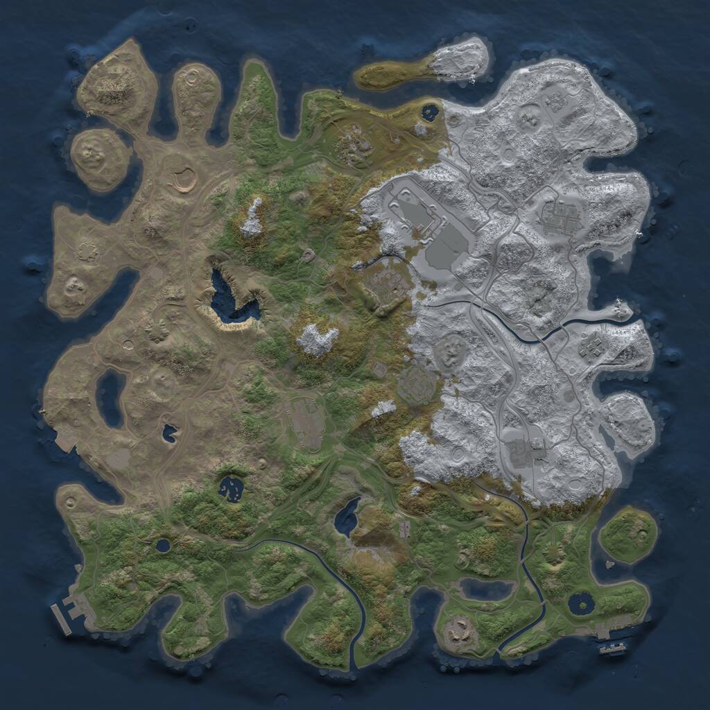 Rust Map: Procedural Map, Size: 4250, Seed: 1674624166, 17 Monuments