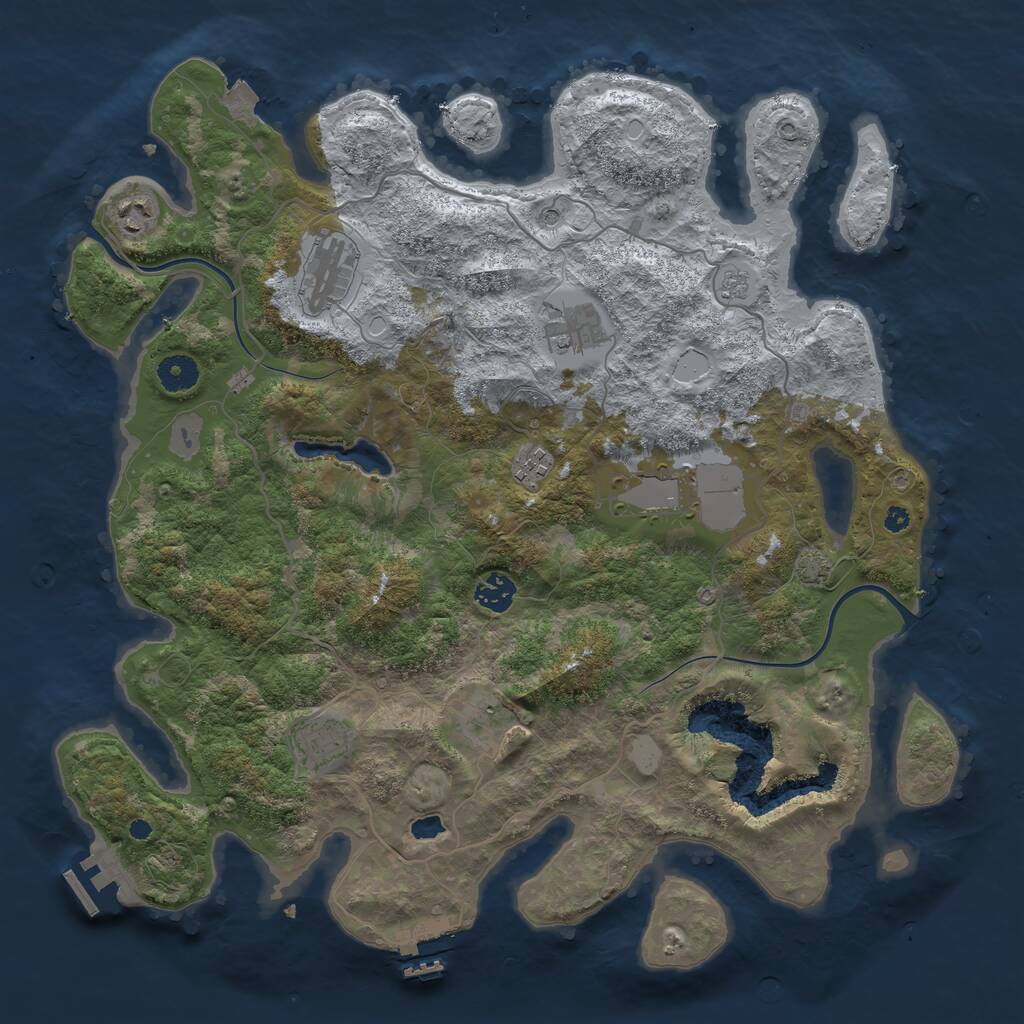 Rust Map: Procedural Map, Size: 4000, Seed: 22226666, 14 Monuments