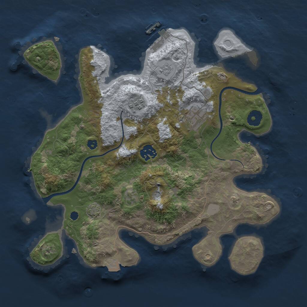 Rust Map: Procedural Map, Size: 3000, Seed: 1289171027, 8 Monuments
