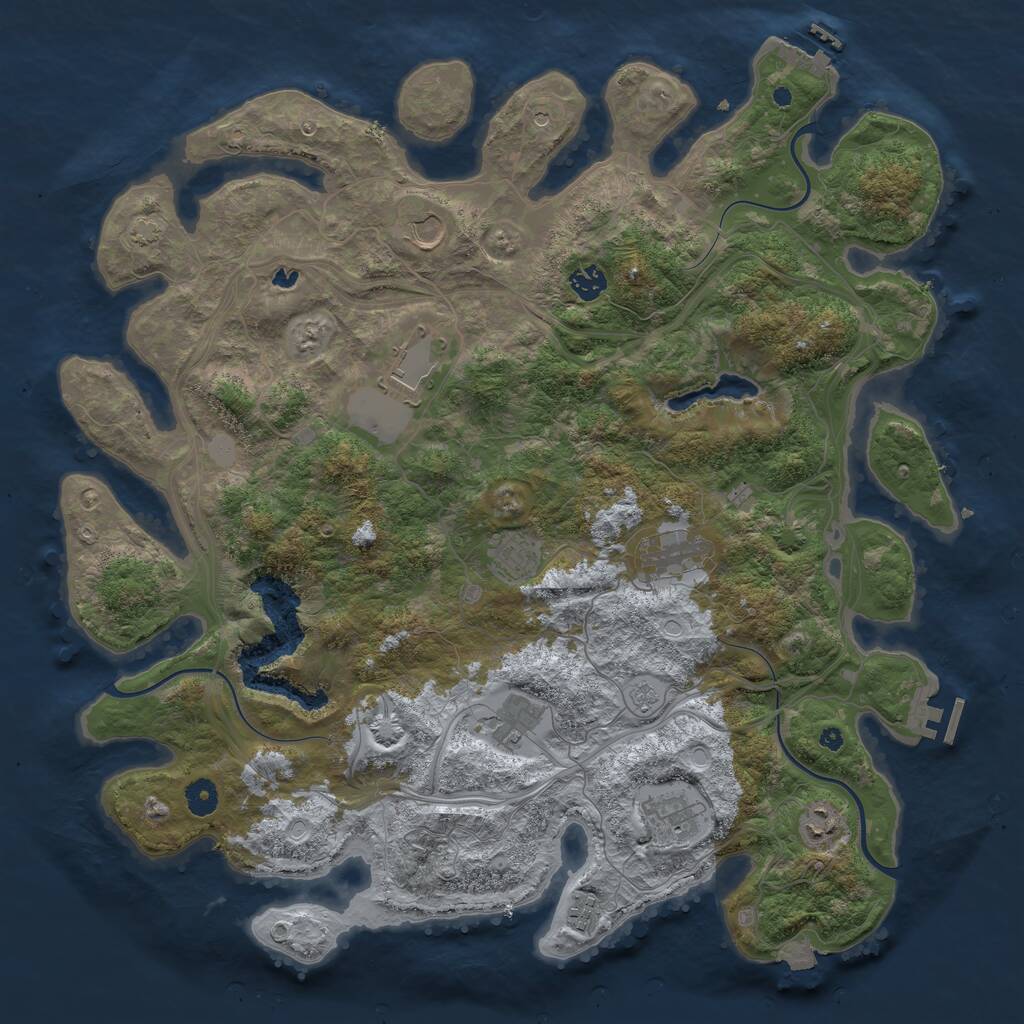 Rust Map: Procedural Map, Size: 4400, Seed: 60303570, 15 Monuments