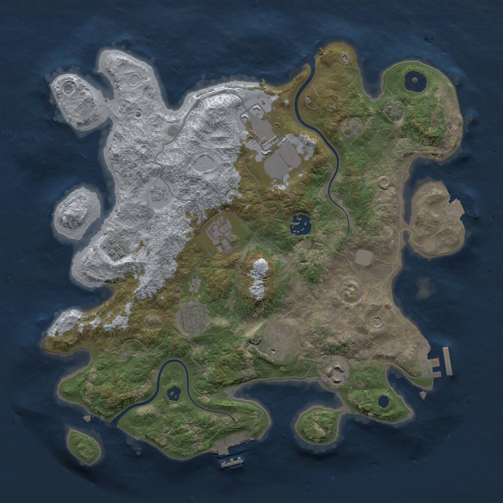 Rust Map: Procedural Map, Size: 3500, Seed: 488840099, 13 Monuments
