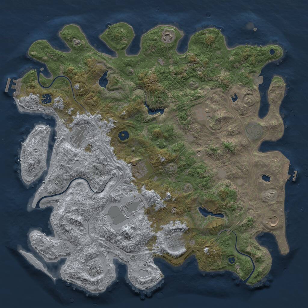 Rust Map: Procedural Map, Size: 4500, Seed: 592468857, 17 Monuments