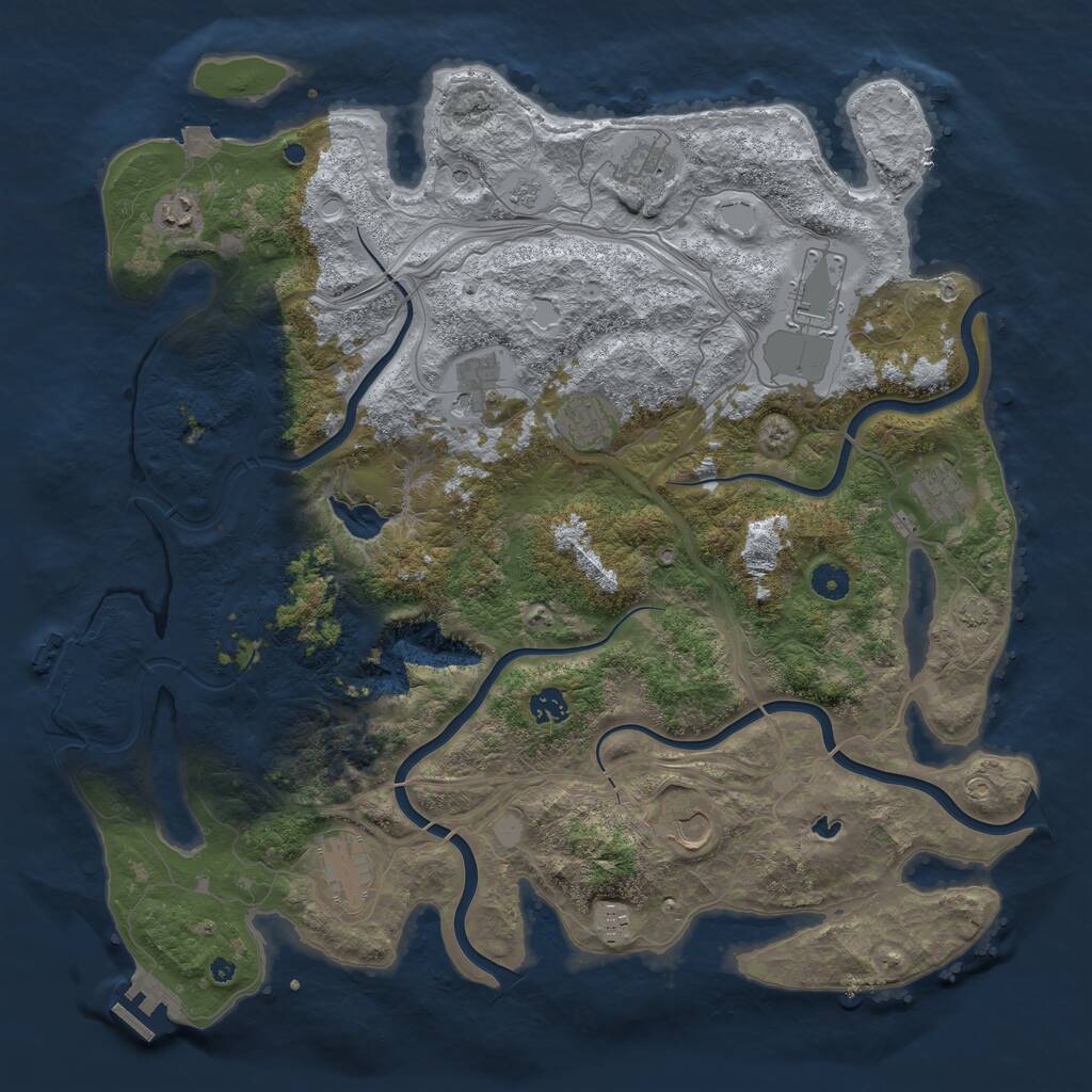Rust Map: Procedural Map, Size: 4400, Seed: 1135893526, 16 Monuments